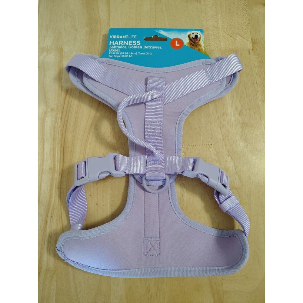 Vibrant Life Comfort Dog Harness Size Large Lavender No Pull Design New 50-90 Lb